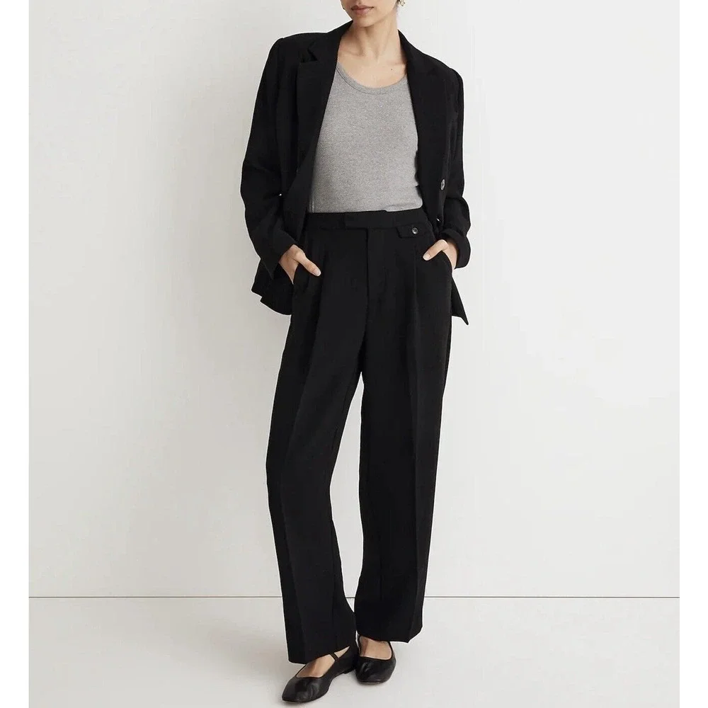Madewell Rosedale Crepe Pant 4 High Rise Straight Leg Wrinkle Resistant - Picture 1 of 13